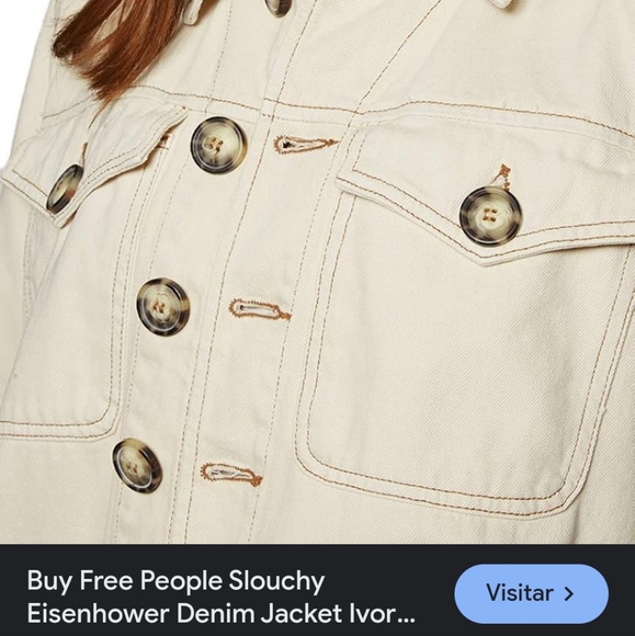 Free People Eisenhower Denim Jacket Ivory SzM Button Up - Picture 11 of 12